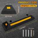 Heavy Duty Rubber Curb Car Stop | 2-Pack Curb Garage Vehicle Floor Stopper for Parking Safety with Reflective Yellow Stripes, Rubber Parking Curb Guide for Cars, Trucks, RVs, and Trailers