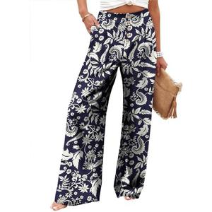 Angerella Women's Casual Wide Leg Pants High Elastic Waisted in The Back Business Work Trousers Long Pants with Pocket, 3XL