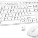 Wireless Keyboard and Mouse Combo, EDJO Silent Full Size Cordless USB Keyboard Mouse, 2.4GHz Lag-Free, Long Battery Life, for Computer, Laptop, PC, Chromebook, Windows (White, 1 Pack)