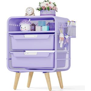 Kids Nightstand,Girls Bedside Table,Night Side Table,Kids Night Stand,End Tables Bedroom,Purple Cute Nightstand with Storage Drawer for Girls