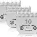 10# Clipper Blades Pet Grooming Clipper Replacement Blades Detachable Blade Compatible with andis/wahl/Oster Dog Clippers 3PCS (Silver)