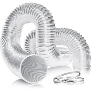 VIVOSUN 8 Inch 8 Feet Flex Air Aluminum Ducting, Dryer Vent Hose for HVAC Ventilation, Exhaust, Duct Fan Systems, Silver Flexible Air Duct w/ 2 Clamps