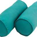 Blazing Needles Corded Twill Bolster Pillows (Set of 2), 20" x 8", Aqua Blue, 2 Count