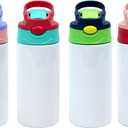 4 Pcs Sublimation Blank Stainless Steel water bottle 12 OZ Straight Stainless Steel Insulated Tumblers Different Color Splash-Proof Lid Shatterproof Water Cup,  4 color mix and match