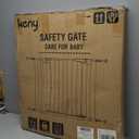 keny 29.7"-46" Baby Gate for Stairs, Auto Close Dog Gates for Doorways, Pressured Mounted No Drilling Pet Gate Extra Wide, Easy Walk Thru Stair Gate, 30" Tall, White