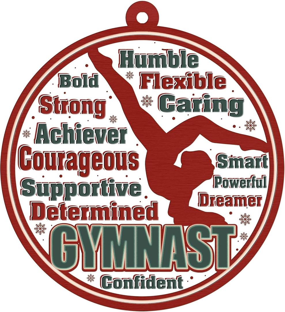 6 x Gymnastics Christmas Ornament, Gymnast Girl Christmas Ornament Tree Decor, Keepsake Gifts for Gymnast Sports, Xmas Gift for Gymnastics Lovers Girls Women Fans Coach
