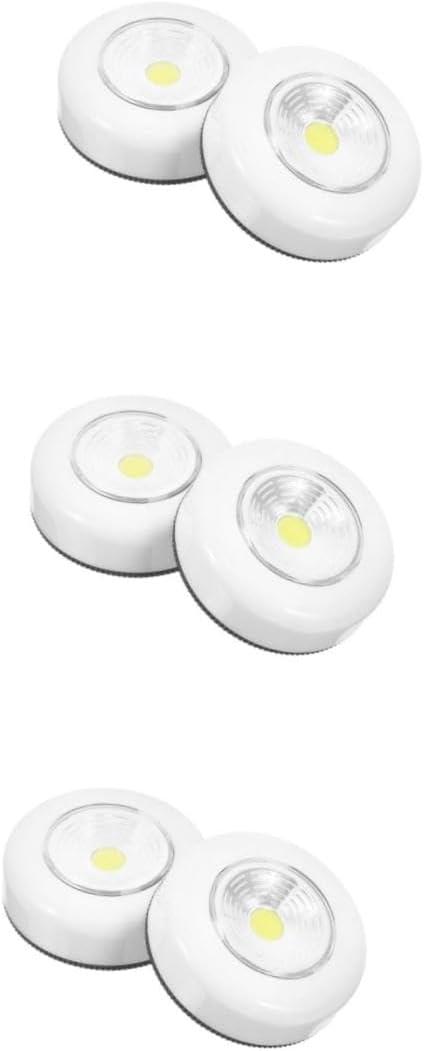 Hemoton 6pcs Led Touch Light Emergency Wall Lamp Battery Powered Night Light for Cabinet Closet Workshop Installation for Home Car and Shelving Use (Size 2x3pcs, Whitex3pcs)