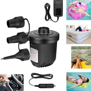 Inflatables Air Pump for Air Mattress with 3 Nozzles, Quick Fill Inflator Deflator Air Pump Perfect for Outdoor Camping Inflatable Boat Blow Up Pool Water Toy Car Air Bed Swimming Ring