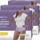 Amazon Basics Maximum Absorbency Incontinence Underwear for Women, Disposable Postpartum, Bladder Leak Protection, Odor Control, Soft, Medium, Lavender, 60 Count (3 Packs of 20)