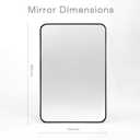 Wall Mount Mirror for Bathroom, Brushed Black Metal Framed Rounded Corner Rectangular Vanity Mirror (24" x 36", Black)