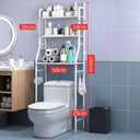 3-Tier Over the Toilet Storage, Metal Bathroom Shelve, Over Toilet Bathroom Organizer, Space Saver Bathrooms Shelve for Restroom Laundry Balcony, White