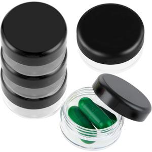 Small Pill Organizer Box, 5 Pcs Travel Pill Case Holder Portable Daily Mini Pill Container BPA Free Medicine Storage Container for Purse Pocket Briefcase (Black)