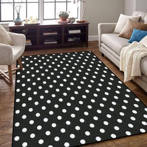Area Rug Non-Slip Floor Mat Black and White Seamless Polka dot Pattern Indoor/Outdoor Living Room Kids Room Bedroom Carpet Runner, 47x63in
