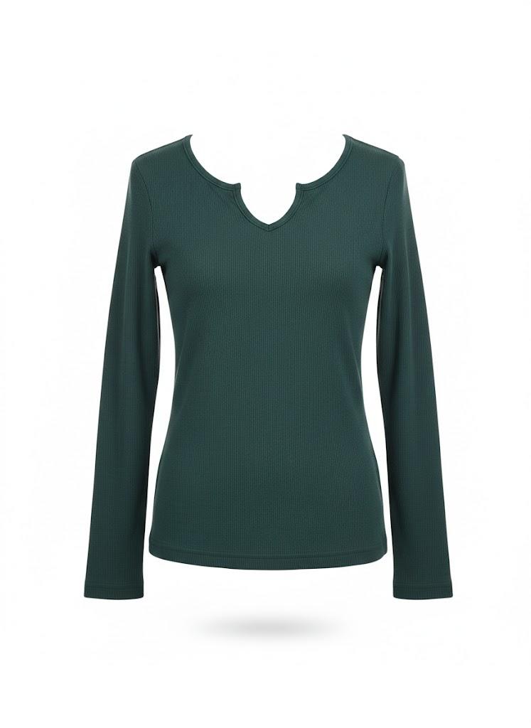 VICHYIE Womens Tops V Neck Long Sleeve Casual Slim Fitted Tshirt S