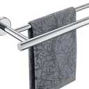 JQK Chrome Towel Bar, 24 Inch 304 Stainless Steel Thicken 0.8mm Double Bath Towel Rack for Bathroom, Towel Holder Polished Chrome Wall Mount, Total Length 27.16 Inch, TB100L24-CH