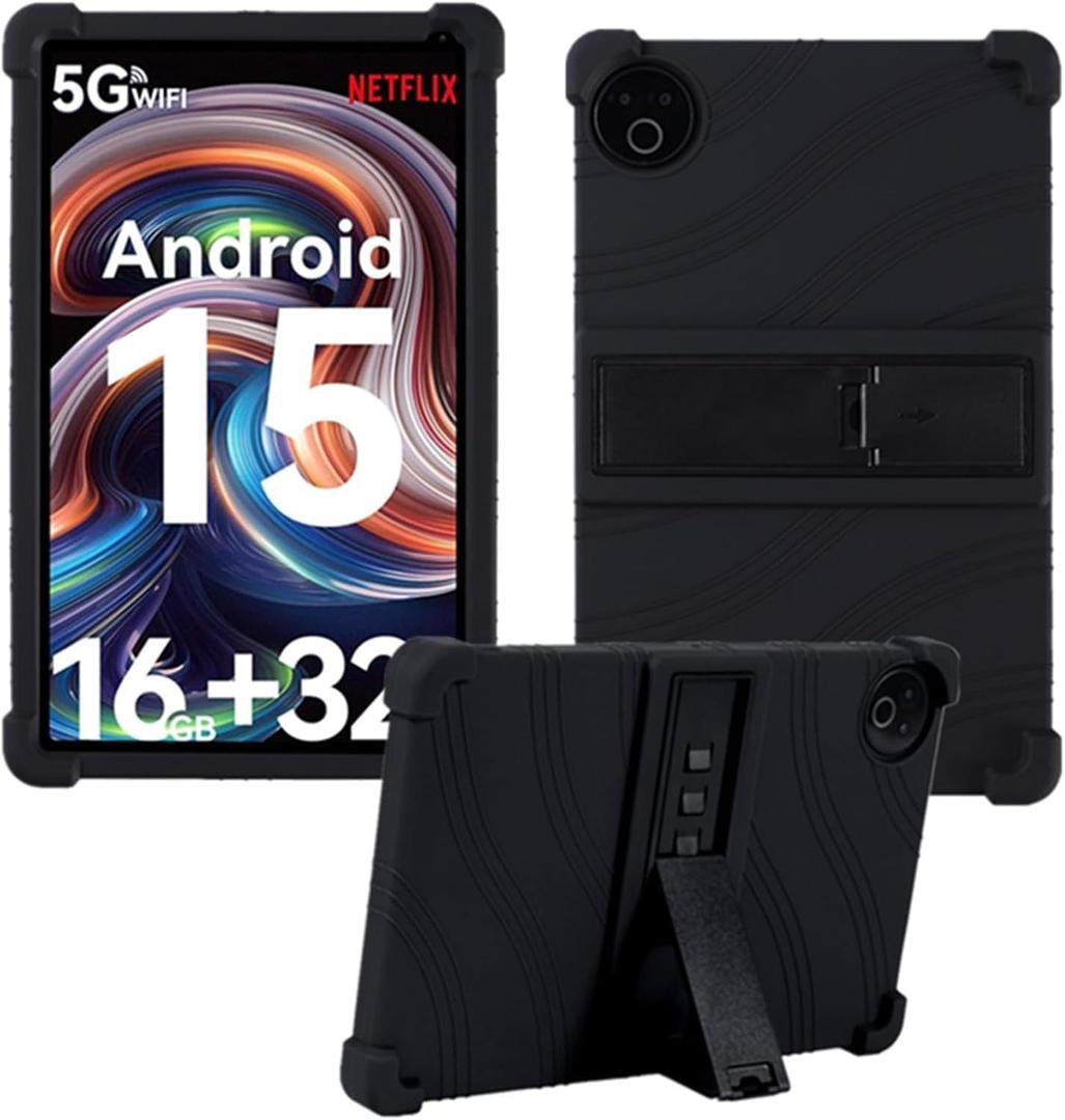 Silicone Case for Evermyth 10 Inch Tablet, Kids Friendly Soft Cover with Adjustable Stand for KB1001/KB1004/KB1001L/KB1004L, Black