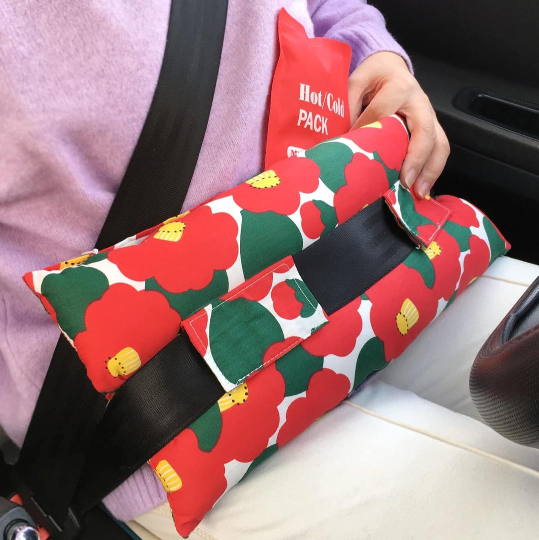Hysterectomy Pillow Abdominal Post Surgery Pillows with Pocket Comfort for Ice Heat Packs Tummy Tuck Belly Incision Recovery Seatbelt Gifts Women Patients Red Flower