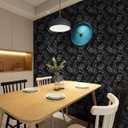 Blue Leaf Black Floral Wallpaper Peel and Stick Botanical Foliage Faux Fluorescent Look Wallpaper Dark Leaf Floral Contact Paper for Living Room 12"x118" Sticky Removable Wall Paper