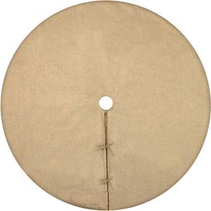 Tiosggd Burlap Christmas Tree Skirt, 48 Inches Large Jute Linen Fall Christmas Tree Decorations Ornaments, Xmas Tree Mats, Farmhouse Rustic Countryside Thanksgiving Day Neutral Tree Decor
