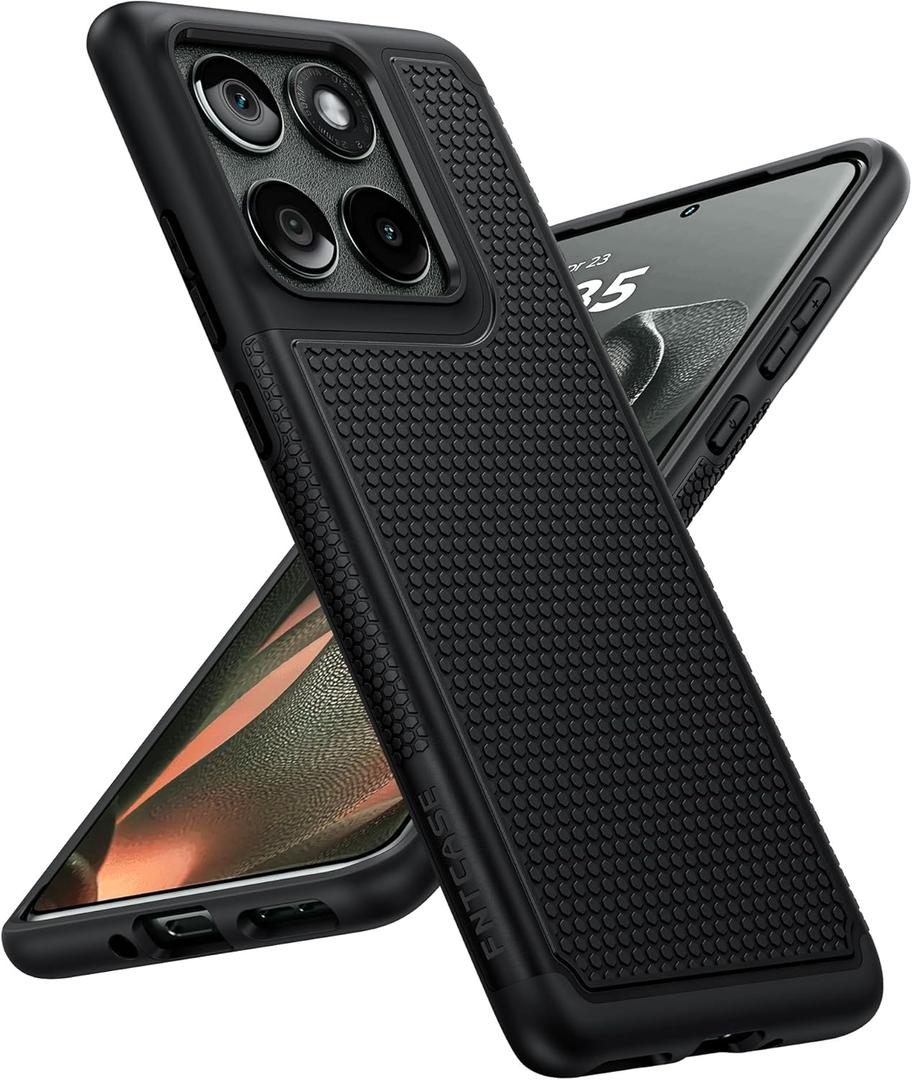 FNTCASE for Motorola Edge 2025 Case: Moto Edge 2025 Case 14ft Military Grade Drop Protection Anti-Slip Sweat-Resistant Matte Textured Dual Layer Daily Cover - 6.7inch (Black)