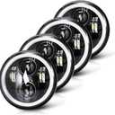 4pcs 5 3/4" 5.75 LED Headlights with High Low Beam Amber turn signal White DRL, 5 3/4 led headlight Halo Ring