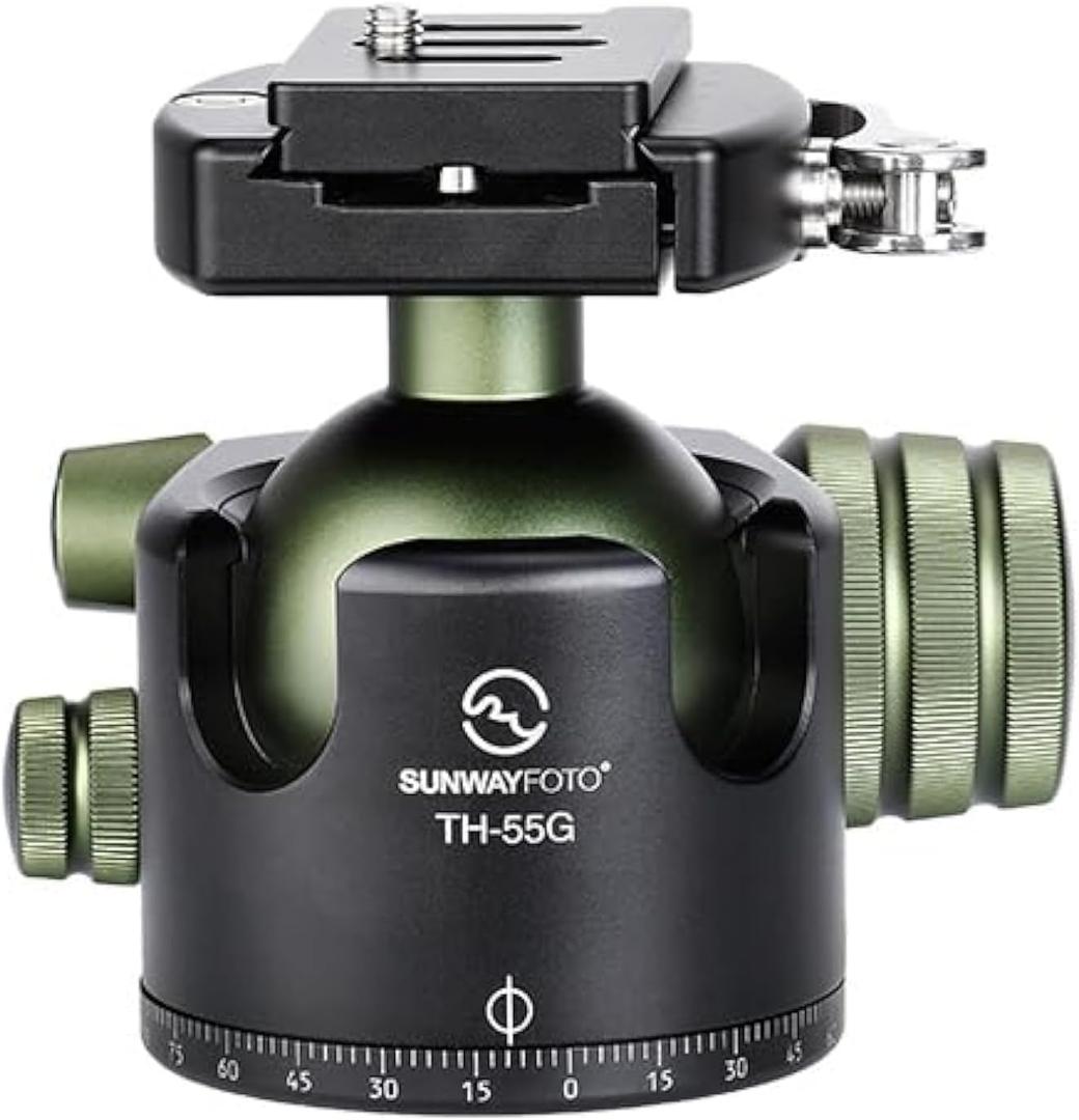 Sunwayfoto TH-55G 55mm Low Profile High Locking Strength Ball Head w Lever Lock Clamp Arca Compatible