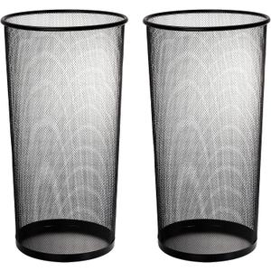 Youeon 2 Pack Large Umbrella Holder, 10.5x20 Inch Metal Mesh Umbrella Stand, Freestanding Bucket for Umbrellas, Canes, Walking Sticks, Wrapping Paper, Entryway, Home, Office, Hotel, Black