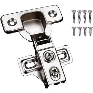 2 Pack Soft Close Cabinet Door Hinges for 1/2" Partial Overlay Cupboard, 100 Degree Opening Angel, Stainless Concealed Kitchen Cabinet Hinges with Mounting Screws and Manual