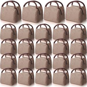 Chunful 24 Pcs Insulated Lunch Bag Bulk Reusable Thermal Lunch Box Waterproof Leakproof Tote Bag with Soft Liner for Women Men Office Work School Picnic Beach Fishing(Coffee)