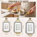 3 Pack Stainless Steel Serving Tray with Gold Handle Silver Metal Plate Platter Coffee Tea Serving Tray Floral Table Platter for Buffet Wedding Party Jewelry(Rectangle)