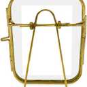 Isaac Jacobs 2x3 Vintage Style, Round-Edged Brass & Glass Metal Floating Picture Frame with Locket Closure (Vertical), Made for Tabletop Display (2x3 Vertical, Antique Gold)