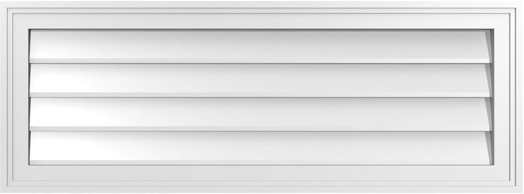 38"W x 14"H Rectangle Surface Mount PVC Gable Vent: Non-Functional, w/ 1-1/2" x 2" Brickmould Frame, 38-in. W x 14-in. H