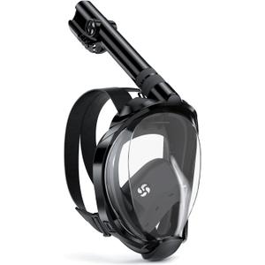 WSTOO Full Face Snorkel Mask, Dry Top Snorkeling Gear for Adults, 180 Panoramic Foldable Design with Camera Mount, Safe Mouth/Nose Breathing, Anti-Fog & Anti-Leak