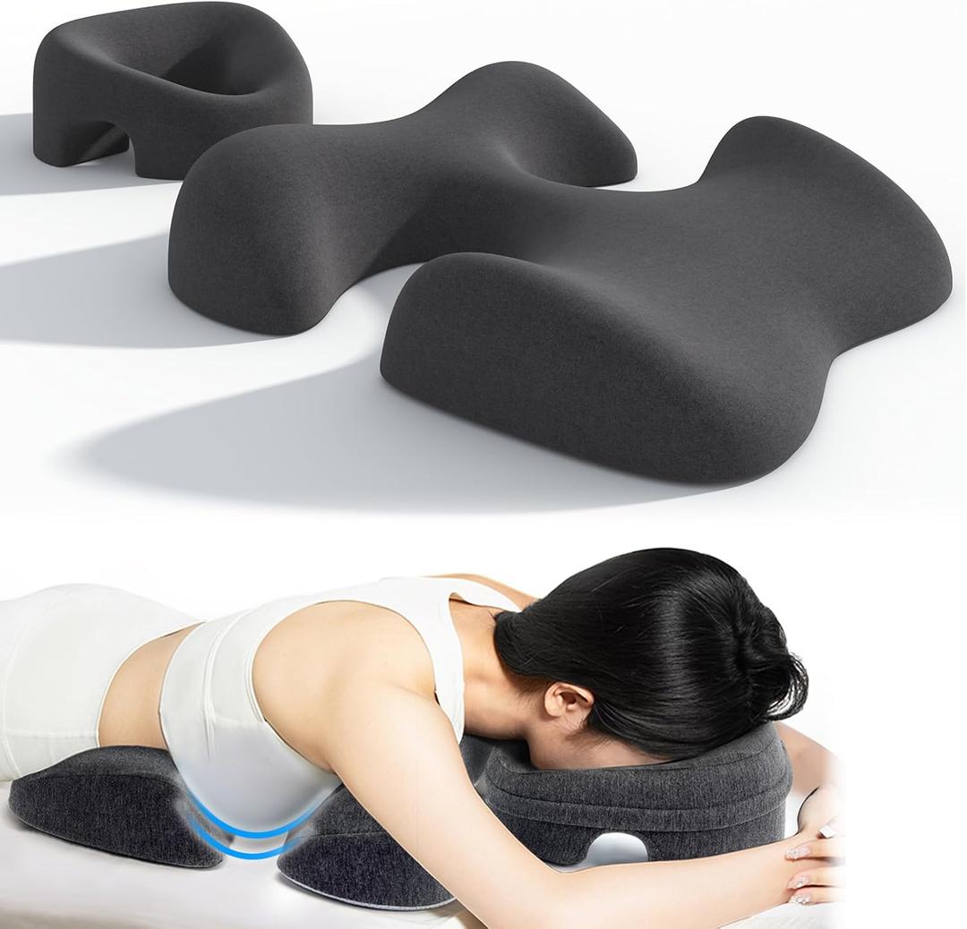 Breast Pillow and Face Down Pillow for Massage Set, Women's Massage Bolster Sleeping for Bed with Non-Slip Bottom, Home Head Chest Cushion for SPA-Dark Gray
