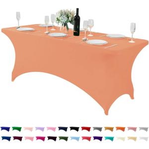 Spandex Table Cover for 6Ft Table Universal Fitted Stretch Tablecloth for Party, Banquet, Wedding and Events-Peach (72" x 30" (Rectangular))