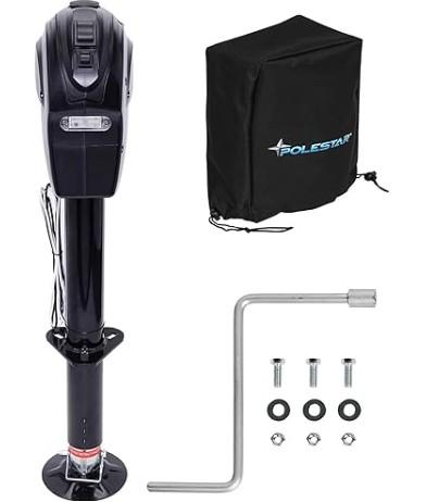 Lippert Power Tongue Jack Electric Trailer A-Frame, 3,500 lbs. 18-Inch Stroke, 5.4-Inch Foot Pad, Durable Textured Casing, Emergency Manual Crank Override, 10.75" Retracted, 28.75" Extended - 285318