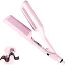 1 1/4 Inch Hair Waver Crimper,Cimper Tool Hair Crimper Waver,Deep Wave Iron with 2 Ceramic Barrel,Pink