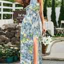 KILIG Women's Summer Floral Beach Flowy Split Maxi Long Dresses (White, XL)