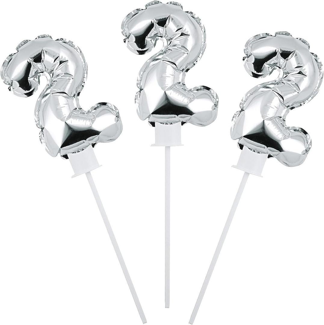 Fun Express Self-Inflating Number 2 6" Mylar Balloons - 6 Pc