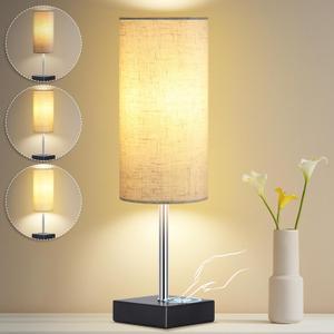 AVV Cordless Table Lamp with Dimmable, Rechargeable 3 Modes Battery Powered Bedside Lamp, rv Essentials Battery Operated Lamps, Touch Lamp for Bedroom, Living Room, Reading Room, 15 Inch Beige