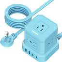 TOPREK Surge Protector Power Strip, 10 FT Flat Extension Cord with 5 Outlets, 2 USB-C & 2 USB-A, Power Strip with USB for Living Room, Nightstand, Office, Travel, Desk Charging Station, 700J