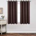Joydeco Blackout Curtains 63 Inch Length 2 Panels Set, Thermal Insulated Long Curtains& Drapes 2 Burg, Room Darkening Grommet Drapes for Living Room Bedroom Window (W52 x L63 Inch, Chocolate)