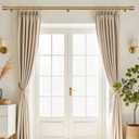 Brass Gold Curtain Rods for Windows 48 to 84, 1 Inch Decorative Antique Brass Curtain Rod Heavy Duty with Adjustable Length & Easy Installation