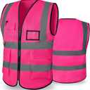 High Reflective Safety Vest for Men Women Breathable With Pocket Zipper for Build Oudoor Work Meet ANSI/ISEA Standard (Small, Cloth-pink)