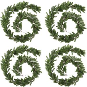 Lyrow Christmas Pine Greenery Garlands Artificial Winter Faux Holiday Season Outdoor Garland for Xmas Home Decorations (4 Pcs,6 ft)