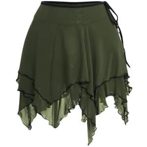Verdusa Women's Y2k Renaissance Skirt Asymmetrical Hem Flowy Tierd Layer Fairy Goth Rave Outfits S