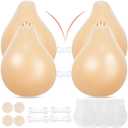 Sticky Bras Push Up 2 Pairs, Adhesive Bra Lift, Invisible Silicone Backless Strapless Bra, Reusable Stick on Bra (Large)