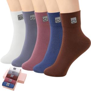 HUGSWEET Thin Soft Cotton Crew Socks for Women Ankle above Bootie Socks Gifts for Women 5-10 Pairs