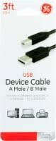 GE USB 2.0 Device Cable - Black, 3 ft