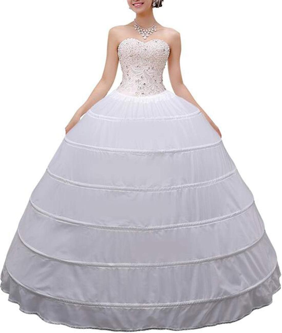 BBSET Women Crinoline Petticoat A-line 6 Hoop Skirt Slips Long Underskirt for Wedding Bridal Dress Ball Gown